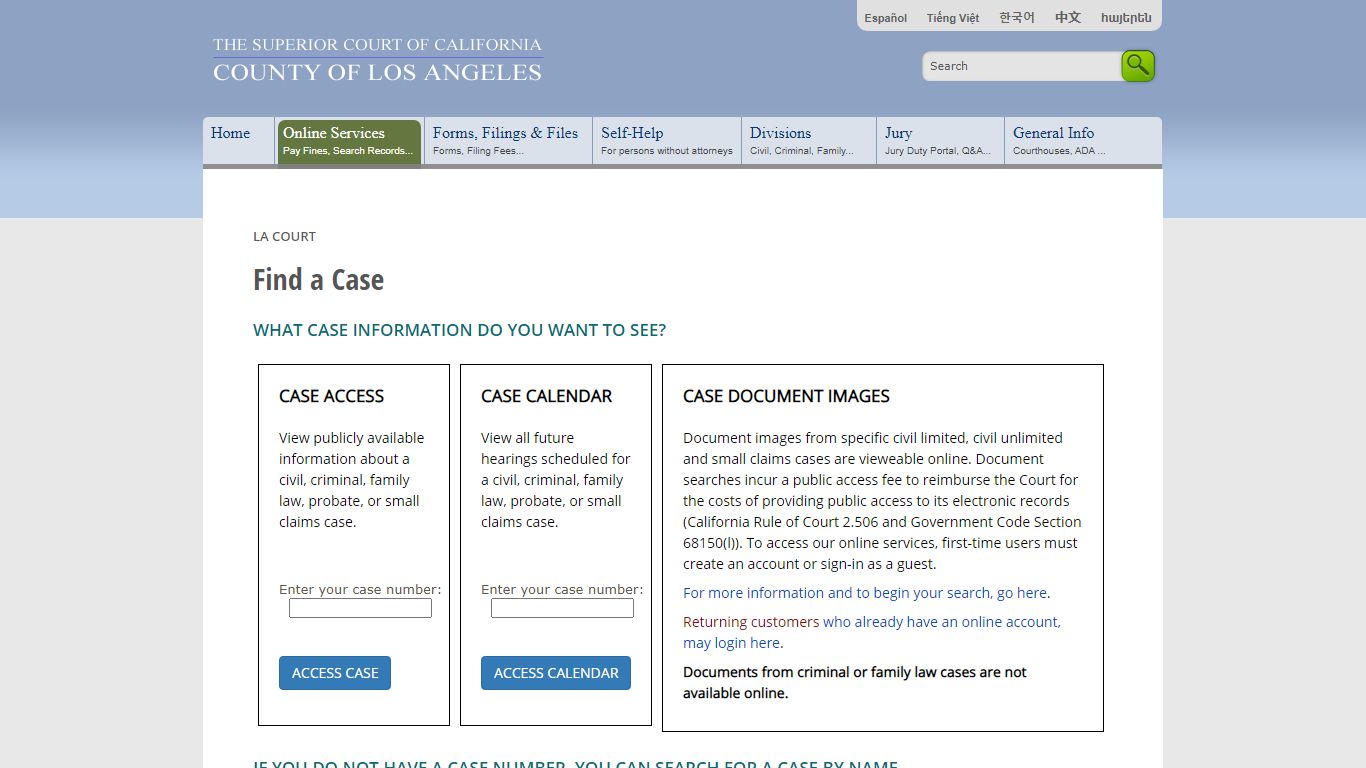 Online Services - LA Court - Los Angeles County Superior Court