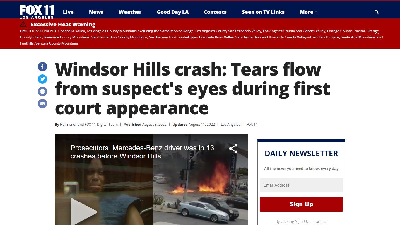 Windsor Hills crash: Tears flow from suspect's eyes during first court ...